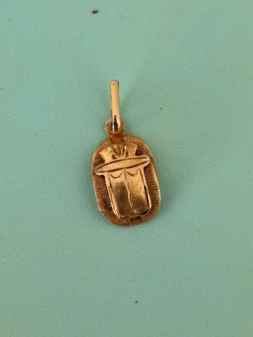 18K Yellow Gold Egyptian Scarab Pendant | Vintage Lucky Charm | 1.53g